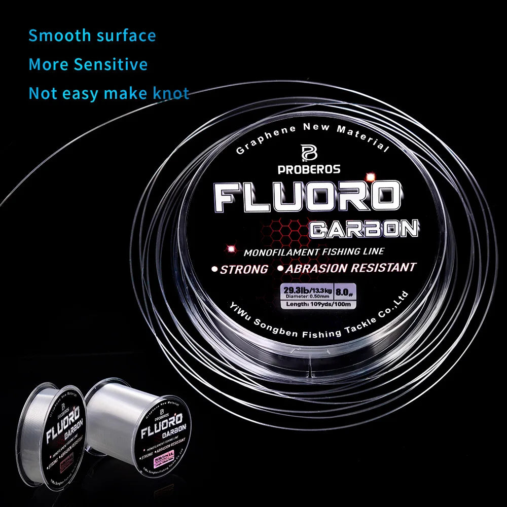 PROBEROS 100M Fluorocarbon Coating Fishing Line 2.2LB-29.3LB Carbon Fiber Monofilament Leader Line Carp Fishing Sinking Line