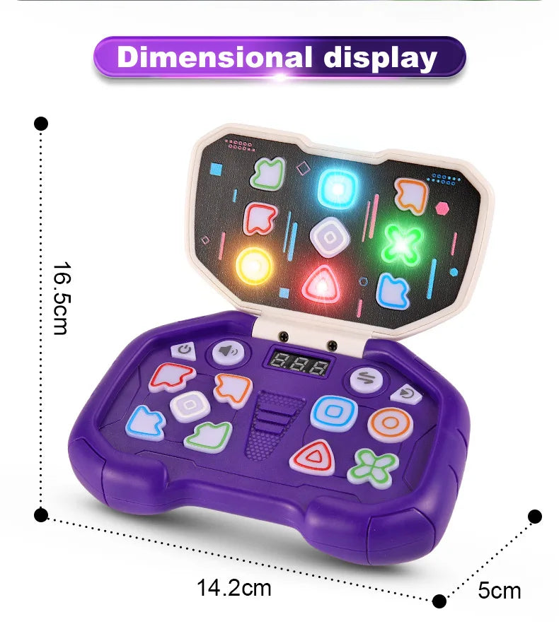 Electronic Music Rhythm Puzzle Game Machine Montessori Pockets Travel Toy Light Up Educational Sensory Fast Push Table Game