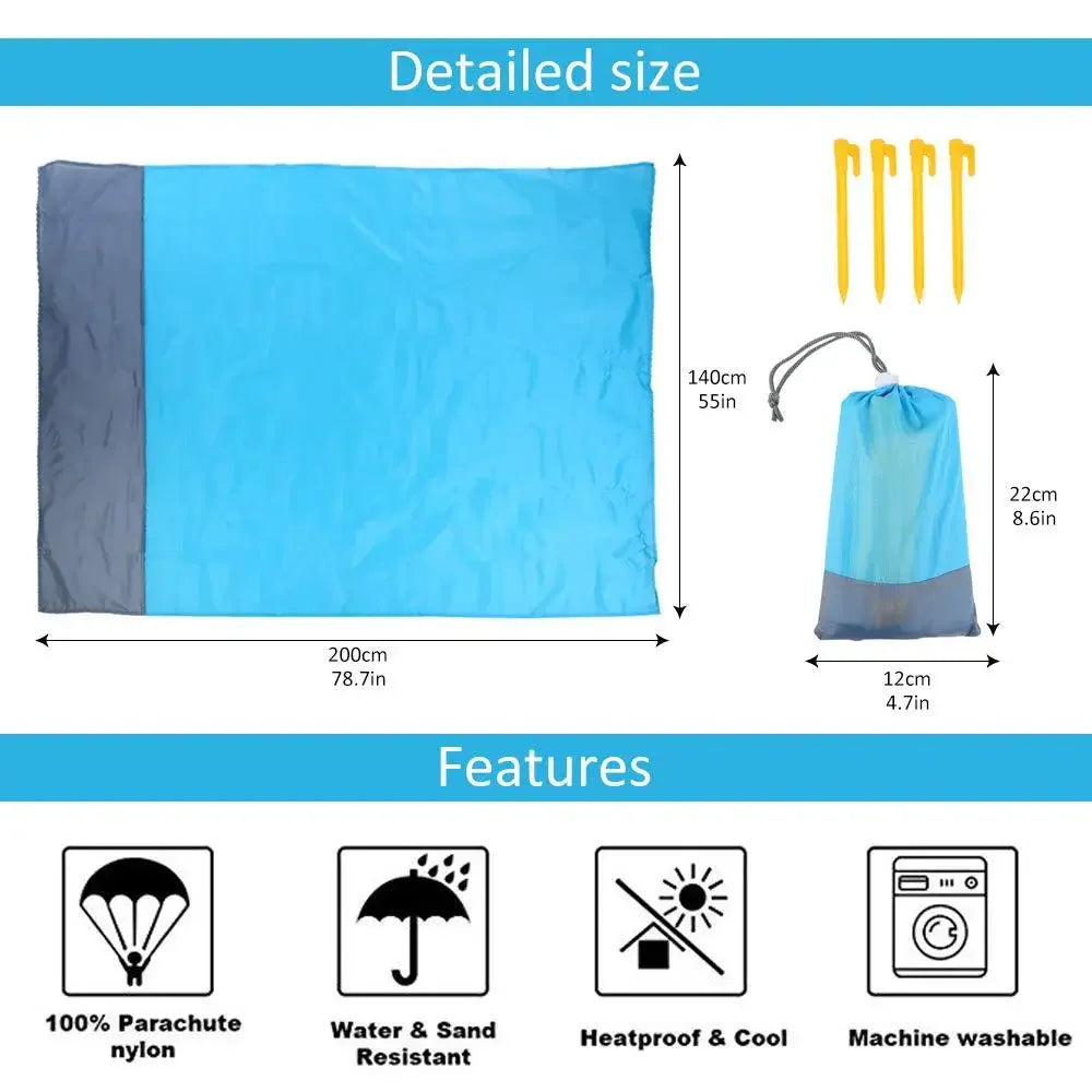 Waterproof Pocket Beach Mat Folding Beach Blanket Camping Mat Lightweight Lightweight Mat Outdoor Picnic Mat
