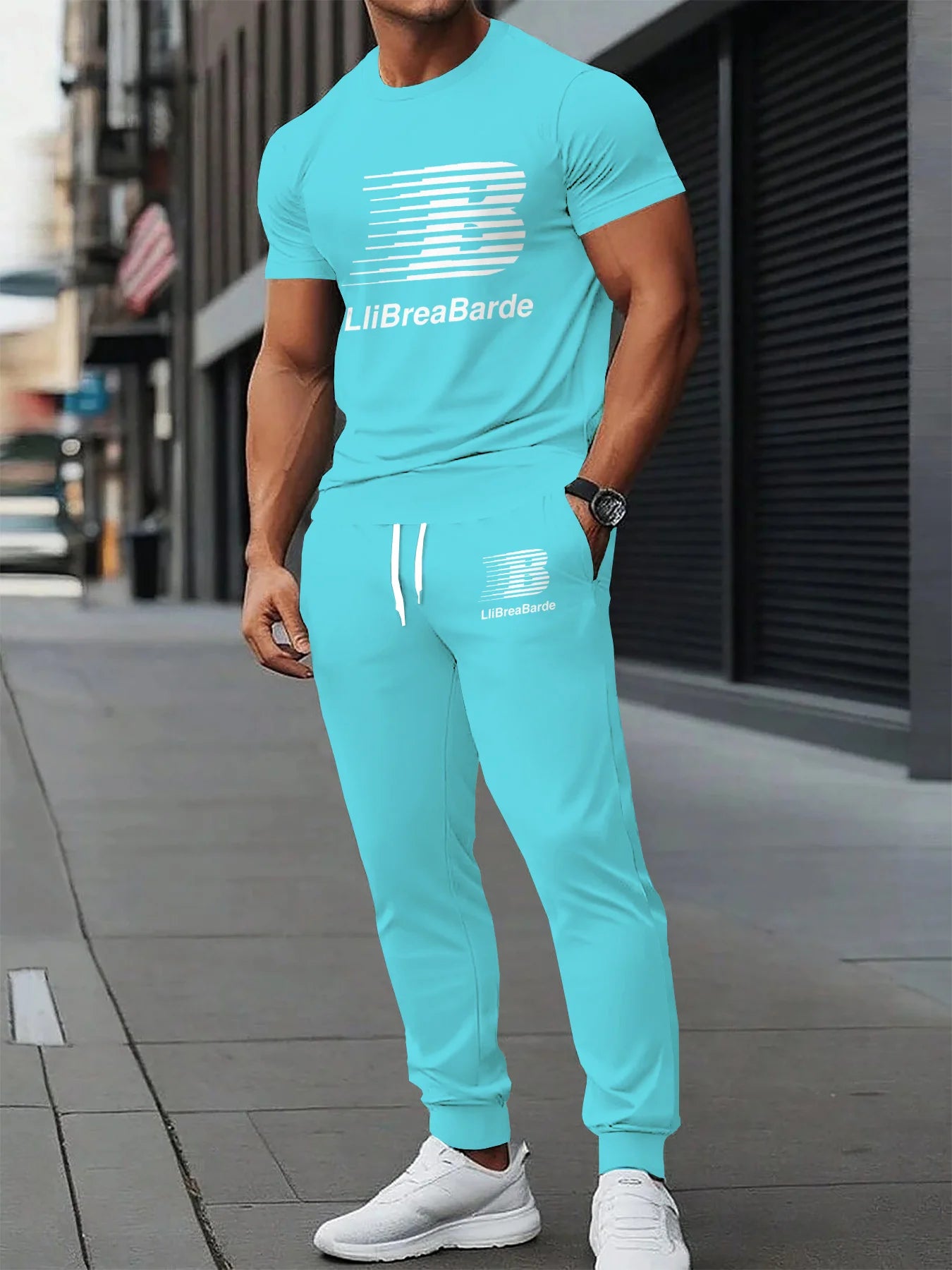 2025 Summer New Street Sports Lightweight, Comfortable, Soft, casual and fashionable 3D letter printed breathable men's set