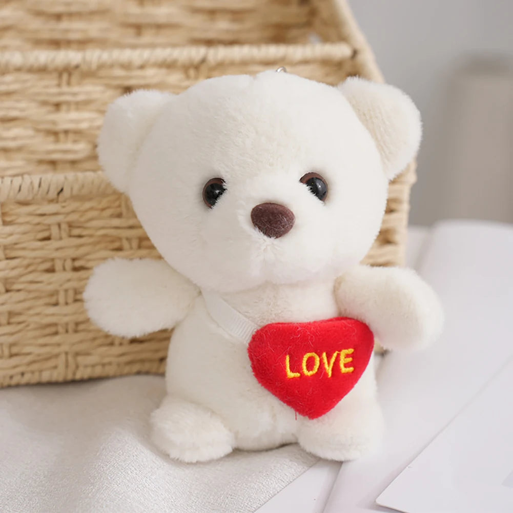 1pc Cute Bear Toys Key Chain Pendant Heart Bear Plush Toy Valentine's Day Gifts Children Kids Toy Wedding Gifts Stuffed Toy