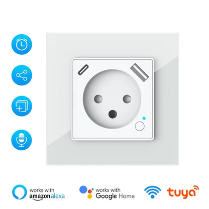 WiFi Smart Wall Socket EU Plug With USB C PD 20W Port
