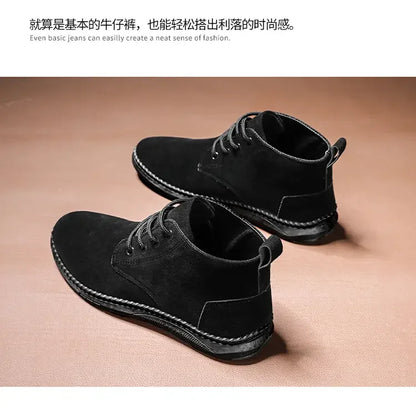 Men's Chelsea Boots Lace-Up Suede Black Ankle Boots
