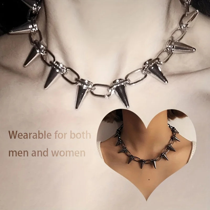 Punk Gothic Studded Rivet Spikes Necklace Vintage Choker Hip Hop Necklace For Party Birthday Valentine's Day Lovers Gifts