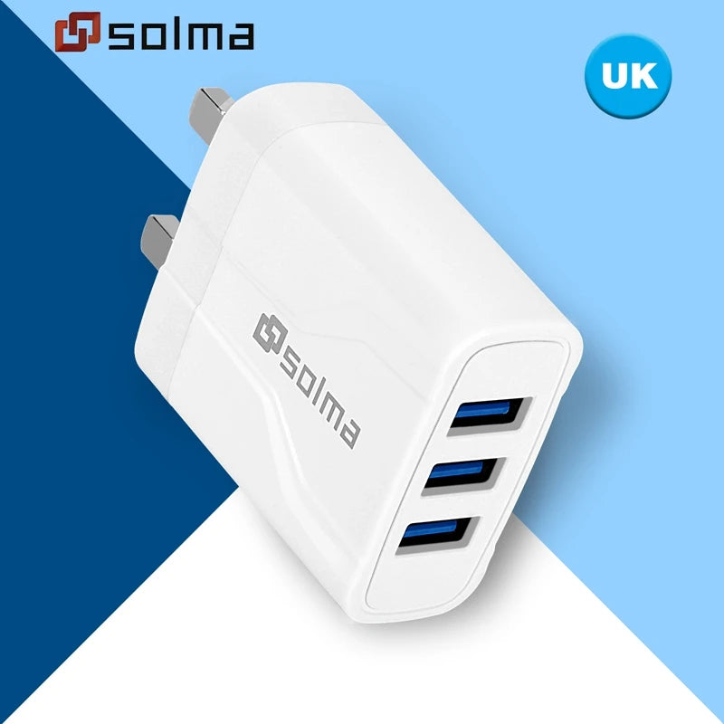 EU/US/UK  3 Ports USB Travel Charger Charge Wall Charging For iPhone Samsung Xiaomi Mobile Plug Charging Adapter