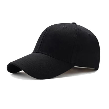 Unisex Black Baseball Cap Polyester Solid Color Adjustable Strap