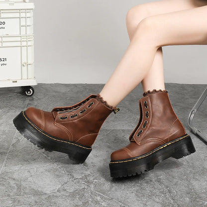 Men's Leather Boots Waterproof Ankle Outdoor Work Motorcycle