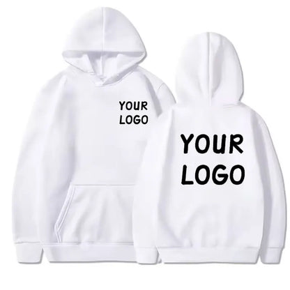 Hooded Polyester Hoodie Sweatshirt, Solid Color Pullover, Custom Logo, Men's