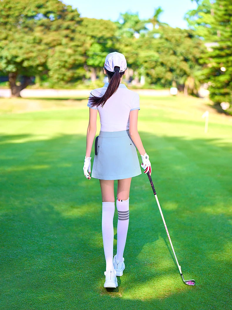 TTYGJ 2025 New Golf Women's Short-sleeved Shirt Quick-drying Breathable Polo Top Lady A-lined Golf Skirt Anti-exposure Skorts