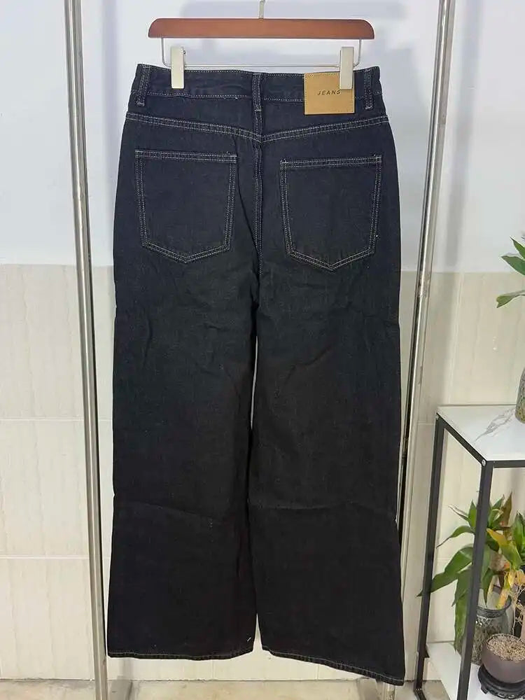 IEFB Simple Men's Denim Pants Vintage Washing Wide Leg Loose Jeans Casual Straight American Style Male Trousers New 2026 9W190