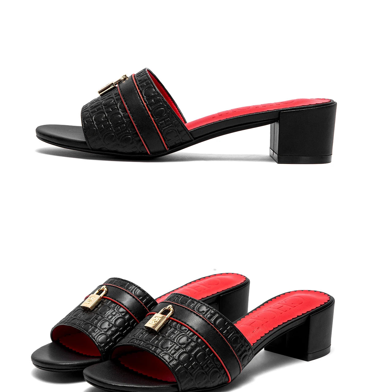 CHCH Women's Heels Sandals Low Block Chunky Heeled Sandals Slide Sandals Slip on Comfortable Casual Pumps Shoes 5cm