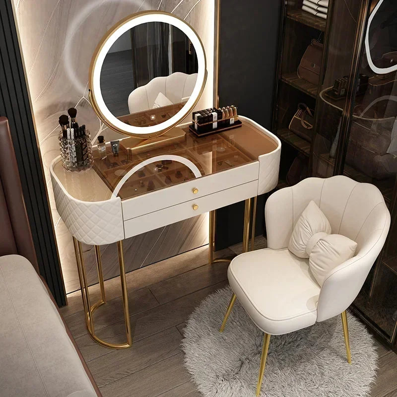 Makeup Luxury Dressing Table Mirror Led Light Salon White Dressing Table Storage Bedroom Comoda Pra Quarto Home Furniture