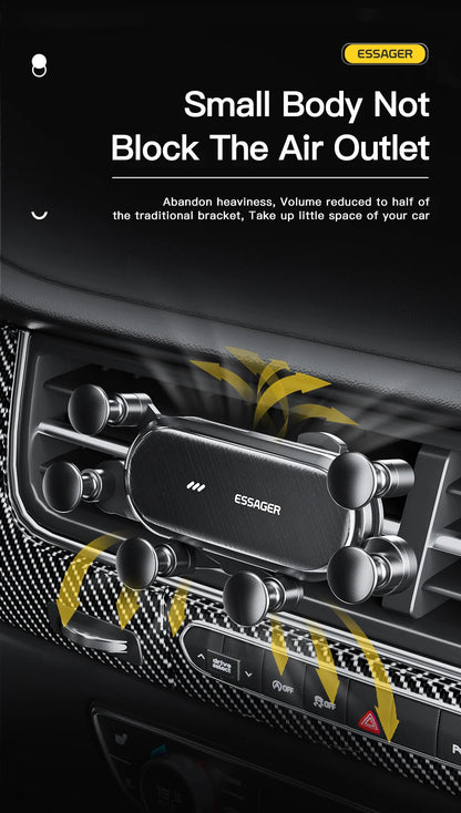 Universal Gravity Air Vent Clip Car Phone Holder, Black