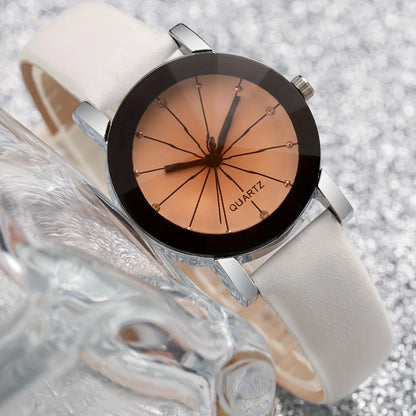 4 Pcs Set Fashion Couple Sports Watch Quartz Watch Luxury Leather Bracelet