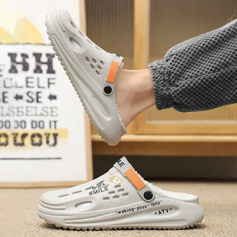 Winter Men Slippers Warm Furry Garden Shoes Soft Indoor Home Cotton Shoe EVA Plush Slides Casual Outdoor Comfortable Fur Clogs