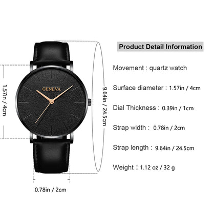 Men’s Stylish Leather Watch & Bracelet Set