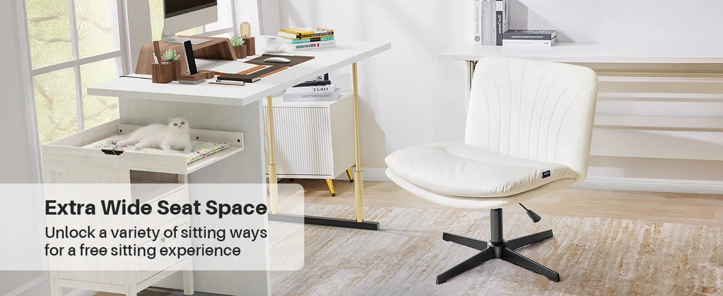 Redlife Criss Cross Chair with Rotating Adjustable Legs Office Chair Durable Pu Leather Wrapped Double Cushion for Home & Office