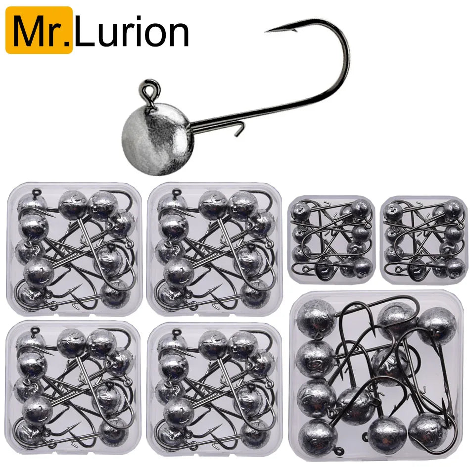 MrLurion Package Box 2g 3g 5g 7g 10g 12g 16g 20g jig head hook for fishing tackle ,crank carbon lure hook for worm soft