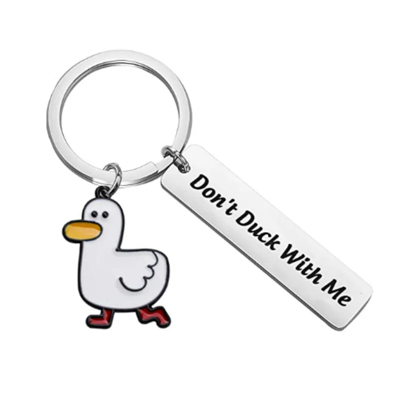 Funny Lover Gift I Ducking Love You Cute Duck Pun Keychain Couples Jewelry Valentine’s Day Gift for Boyfriend Girlfriend