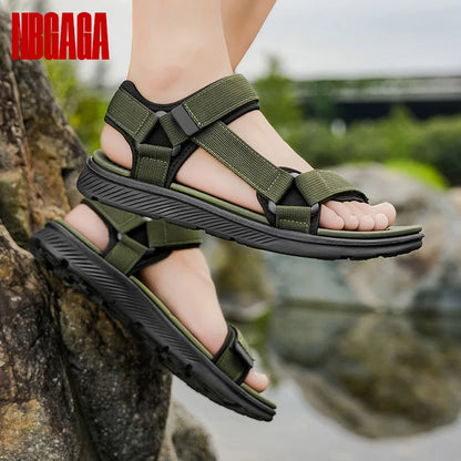 Men's Outdoor Sandals Non-Slip Hiking Beach Shoes Lightweight PU Leather