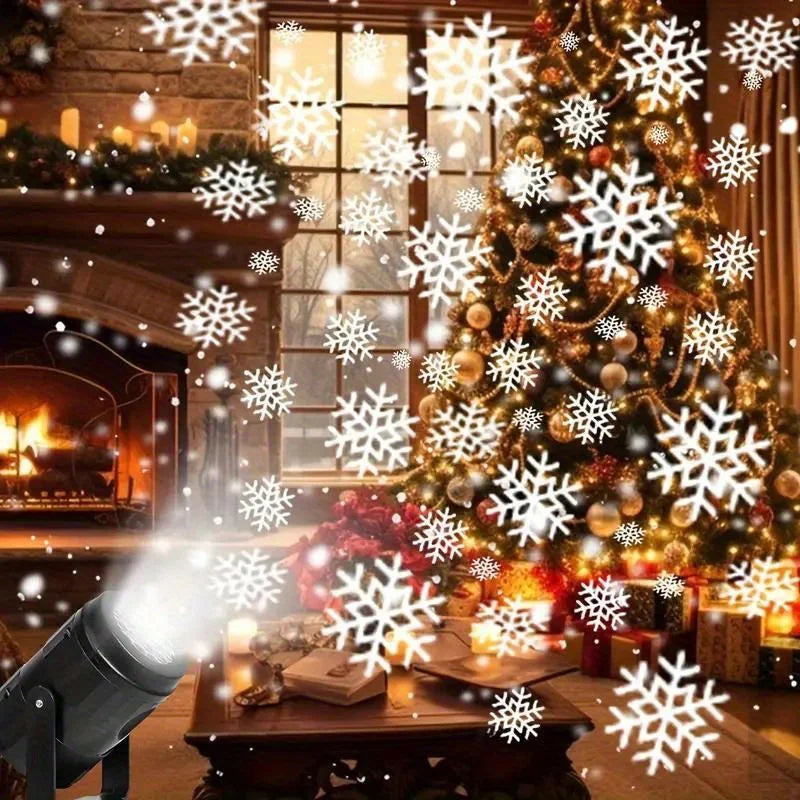 LED Snowflake Projection Light – USB Powered Rotating Winter Effect Decor