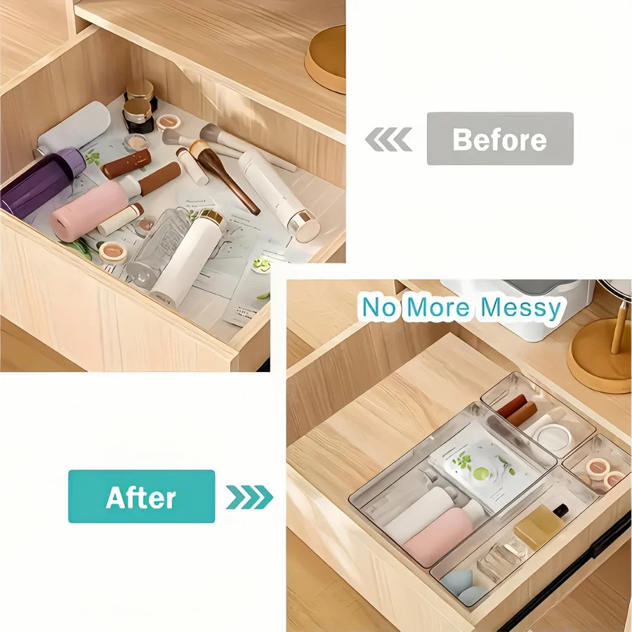 4/7/8pcsTransparent Cosmetic Storage Boxes, Drawer Built-in Separation and Organizing Box, Desktop Office Stationery Storage Box