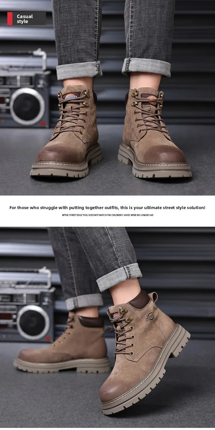 High Quality Men Shoes Genuine Leather Men Boots Outdoor Casual Shoes for Men Platform Boots Plush Ankle Boots Botas Para Hombre