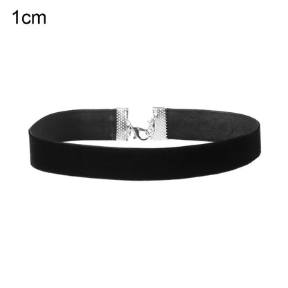 Gothic Velvet Choker Necklace Black 30 To 35 Cm Aluminium Alloy