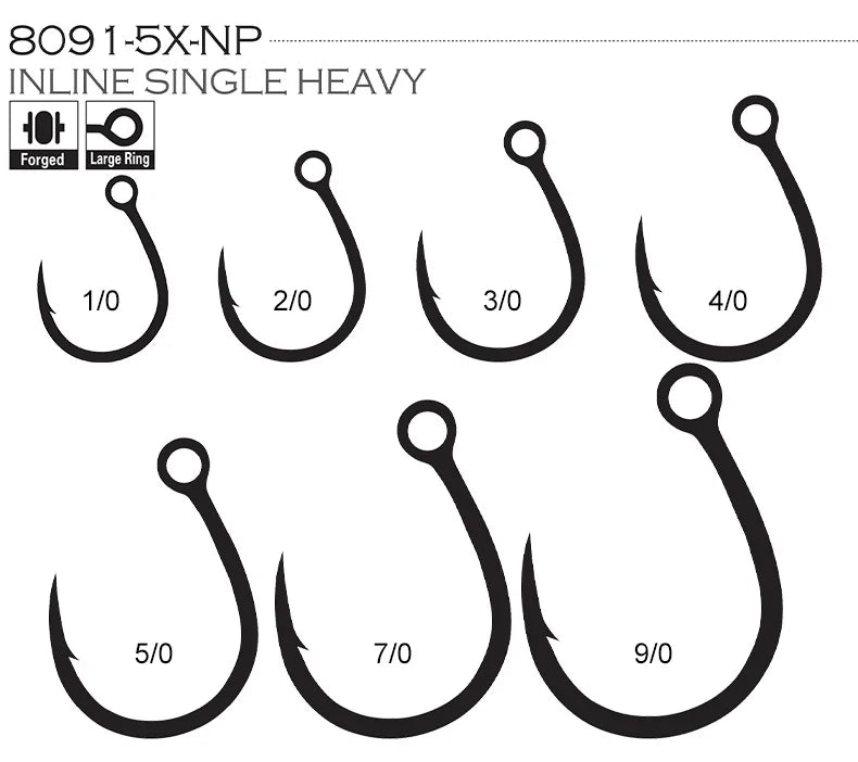TEASER 8091 5X DIABLO Saltwater Popper Fishing Hook 2/0 3/0 4/0 5/0 7/0 Super Rust-proof Fishing Inline Single Heavy Hook