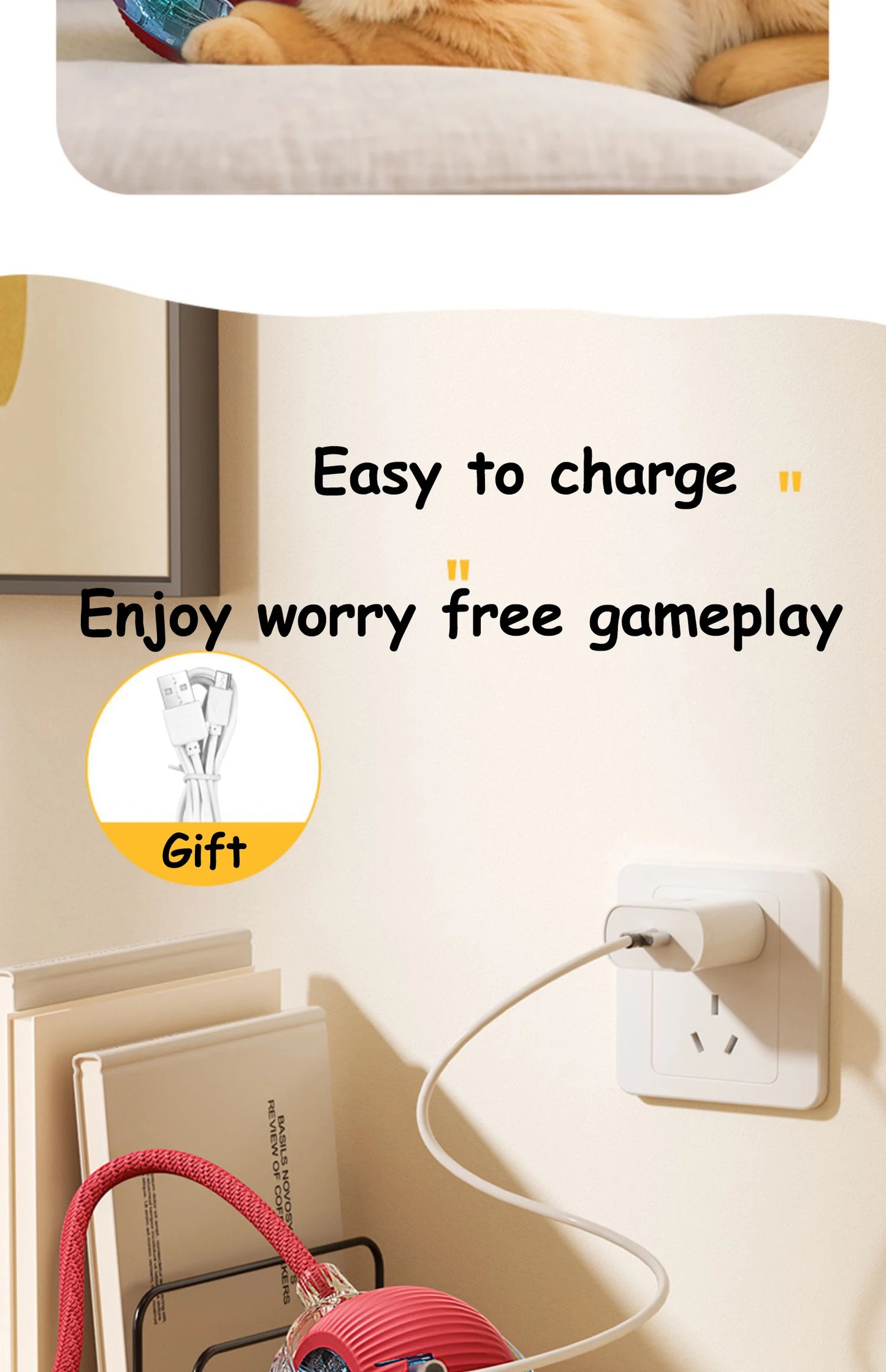 Interactive Smart Rolling Ball Toy for Cats & Dogs, Rechargeable Automatic Pet Play Toy