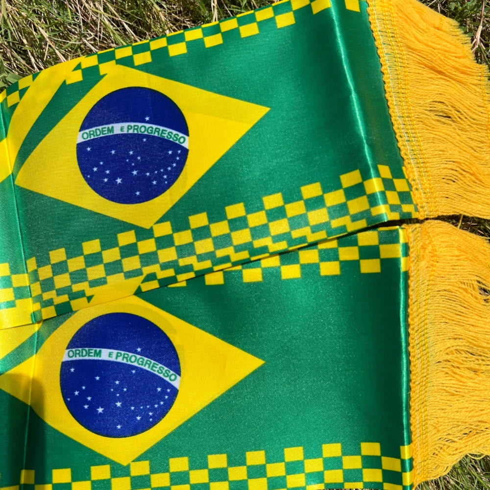 Brazil flag scarfs14x130cm Brazil flag scarf  Fan scarf World Cup scarf Sports holiday decoration