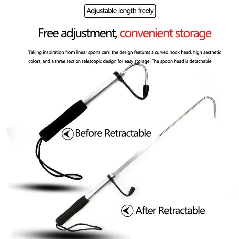 Telescopic Fish Gaff Hook,About 28-60cm Stainless Steel Ice Sea Fishing Spear Hook Portable Retractable Fishing Tackle equipment