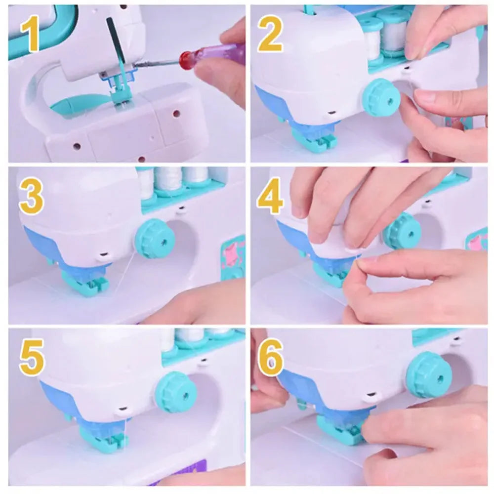 Kids Simulation Sewing Machine Toy Mini Furniture Educational Learning Design Clothing Bauble Creative Children's Toys for Girls
