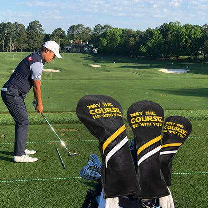 Golf Headcovers Driver Fairway Wood Hybrid Embroidered Leather Mallet