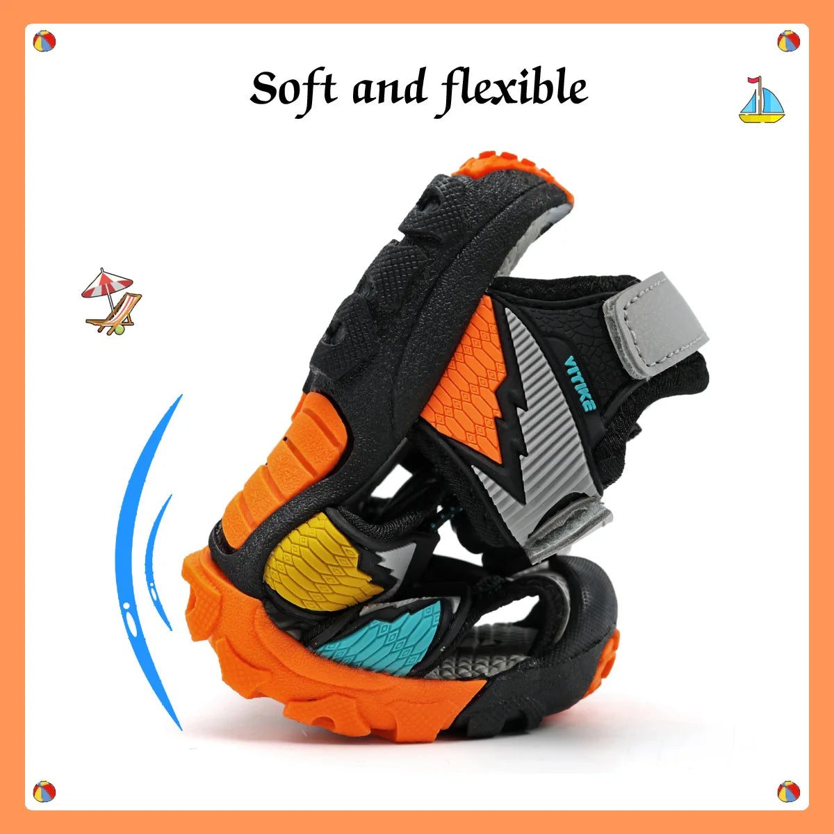 Unisex Kids Closed-Toe Summer Beach Sandals For Ages 7-13