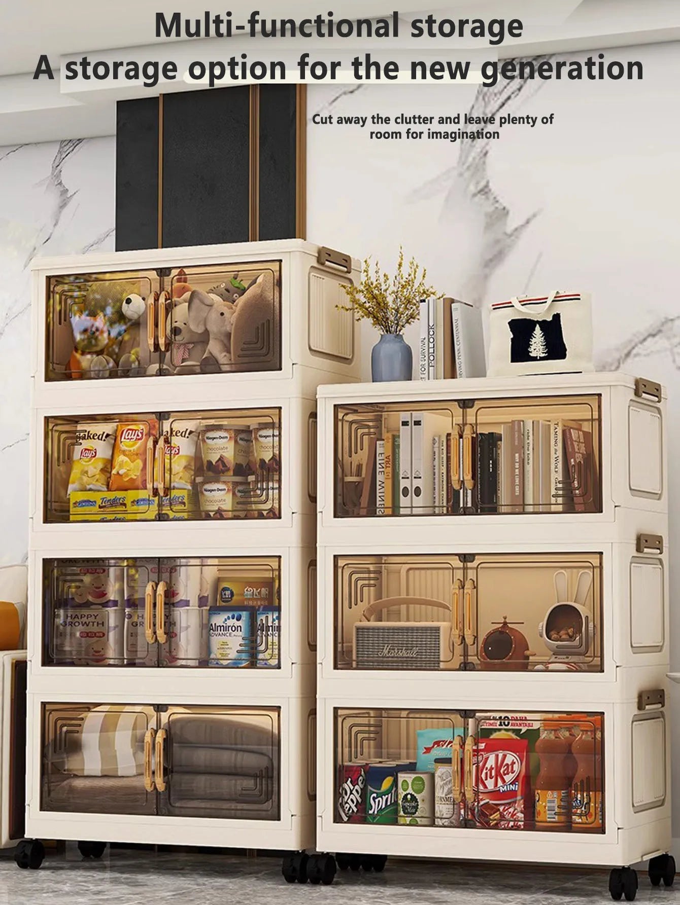 45/55/65cm Length Multifunction Folding Storage Cabinet Sundries Cabinet Large Capacity Dustproof Wardrobe Locker