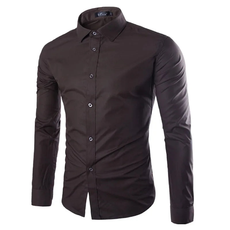14 Colors Solid Color Men's Fashionable Candy Color Shirt Men's Casual Long Sleeve Shirt for Men
