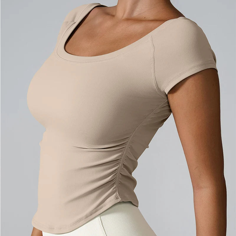 Women Fitness Sports T-shirt Tops Women Outdoor Sports Loose Short Sleeve Gym Running Female Quick Drying Breathable Yoga Shirt