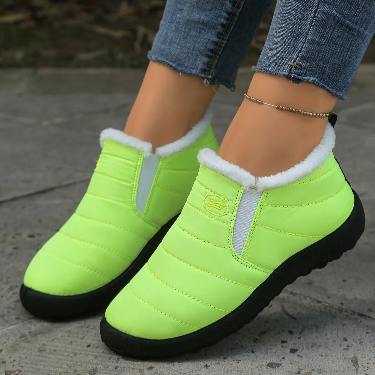 Women's boots Winter Boot with Comfortable Warm Fur Lined Ankle Booties Outdoor Slip On Waterproof Short Boots