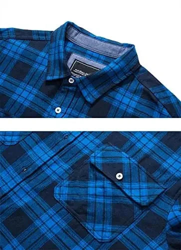 TACVASEN Oversize Lightweight Shirt Jacket Button Down Cotton Plaid Shirts Mens Long Sleeve Streetwear Flannel Shirts W/ Pockets