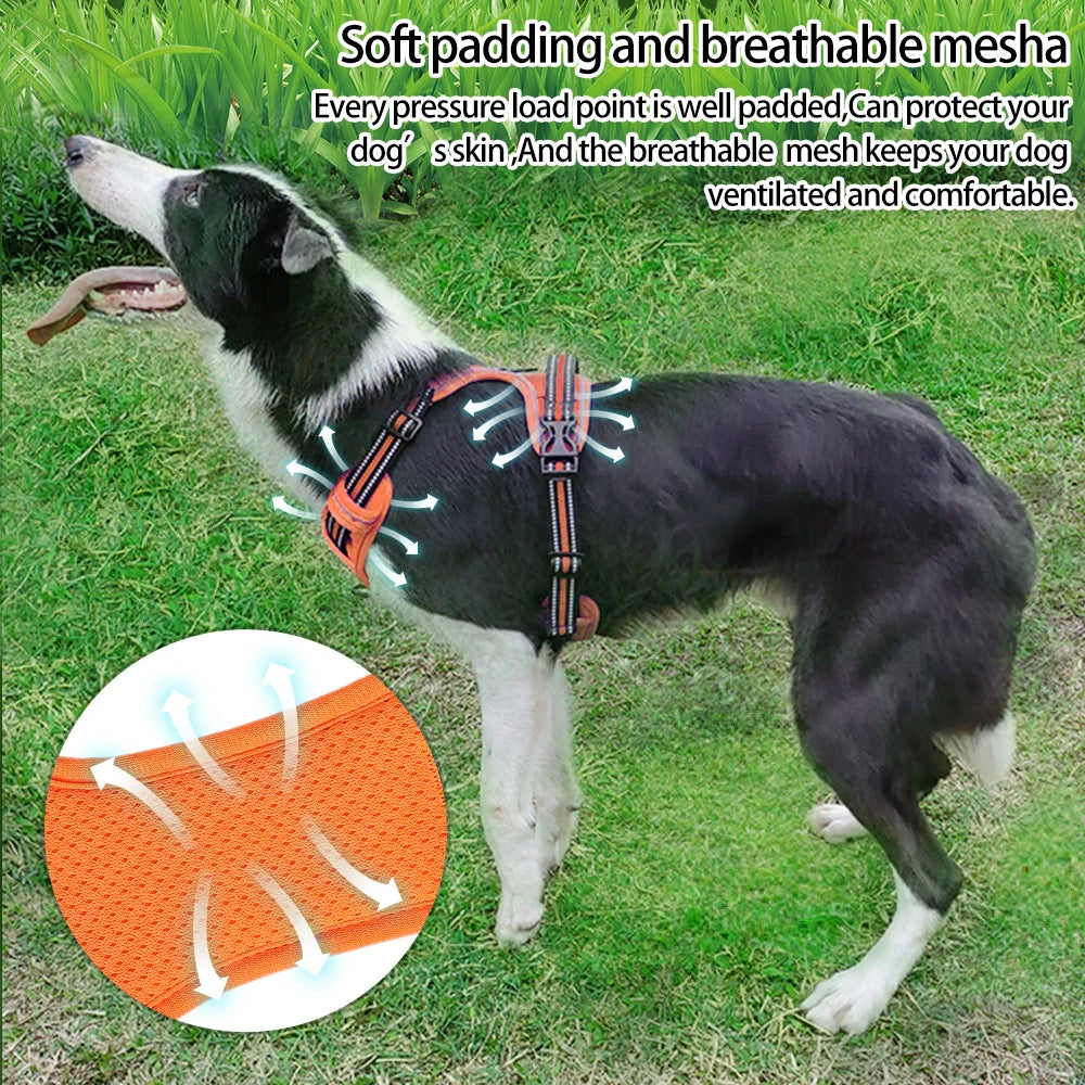 No Pull Dog Harness Front Clip Heavy Duty Reflective Easy Control Handle for Large Dog Walking