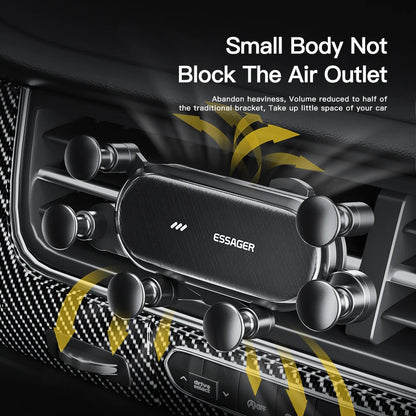 Universal Gravity Air Vent Clip Car Phone Holder, Black