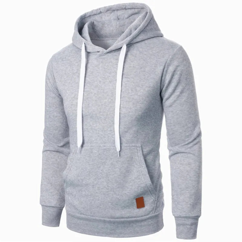 Mens Casual Hooded Collar Drawstring Hoodies Sweatshirts Long Sleeve Shirts Outdoor Streetwear Solid Color Lightweight Pullover