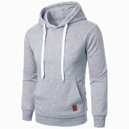 Men's Lightweight Polyester Hooded Sweatshirt Solid Color Long Sleeve