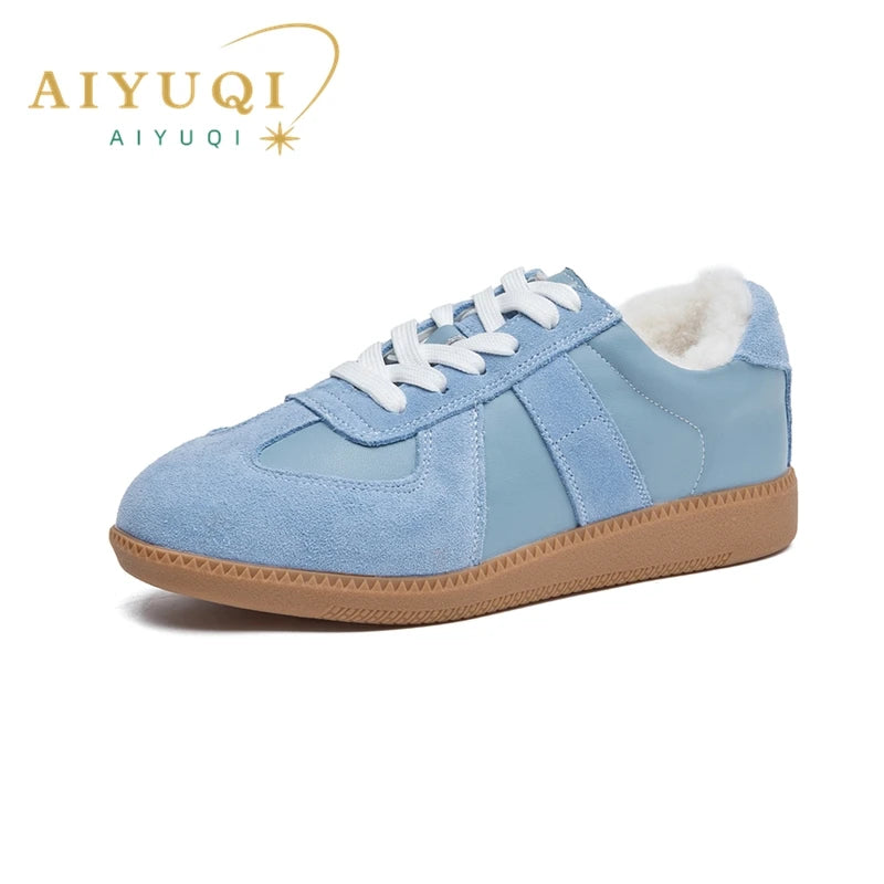AIYUQI Women's Sneakers 2025 New Genuine Leather Ladies Moral Training Shoes Casual Spring Flat Shoes Women