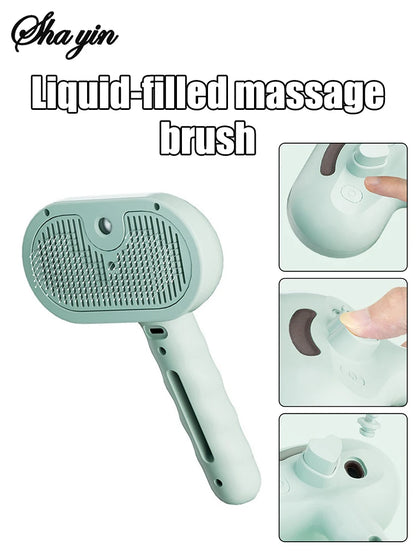 Pet Steam Spray Brush For Dog Grooming And Hair Removal Plastic