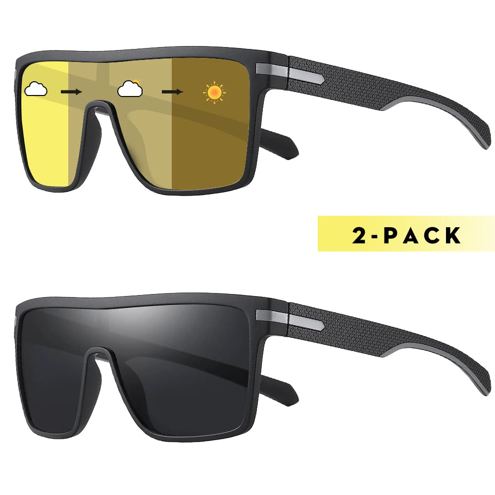 CRIXLAIS Fashion Photochromic Polarized Sunglasses Men Women Oversized Sun Glasses Male Night Vision Driving Goggles UV400