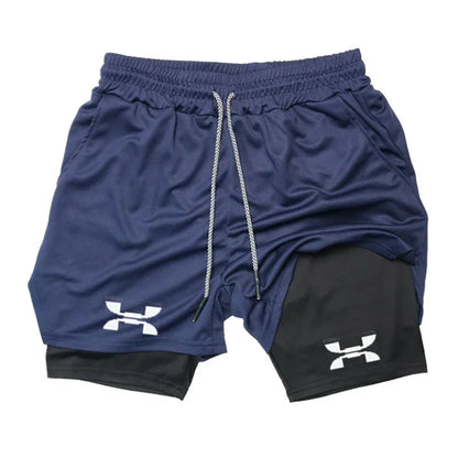 Men's Running Shorts 2-In-1 Quick-Dry Polyester Nylon