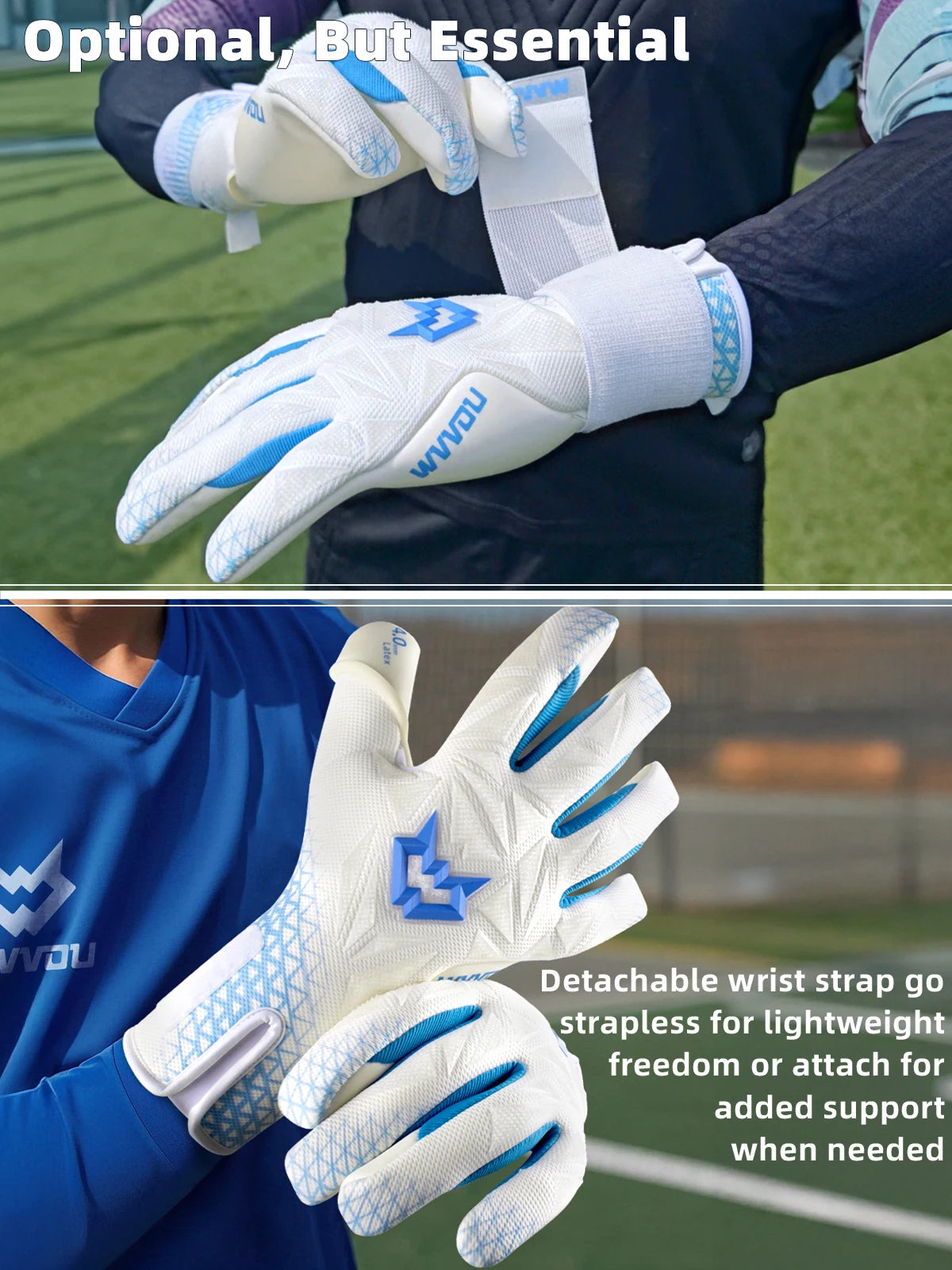 WVVOU Soccer Goalie Gloves,breathable football gloves,with 4+3mm adhesive super grip latex palm