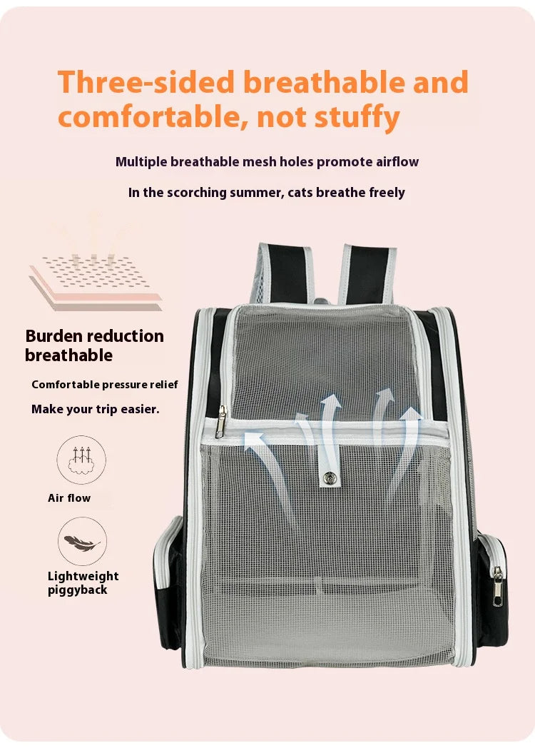 Practical, foldable cross-border pet bag. New style for cats and dogs, portable, breathable, spacious. Portable cat backpack.